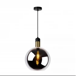 LED Κρεμαστό Φωτιστικό Μονόφωτο Φυμέ Γκρι Ø28cm 1xE27 JULIUS Lucide