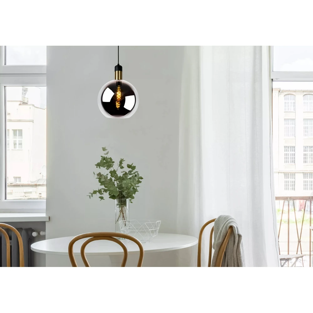 LED Κρεμαστό Φωτιστικό Μονόφωτο Φυμέ Γκρι Ø28cm 1xE27 JULIUS Lucide