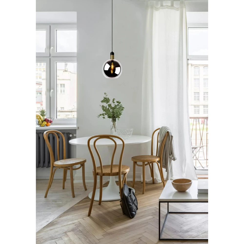 LED Κρεμαστό Φωτιστικό Μονόφωτο Φυμέ Γκρι Ø28cm 1xE27 JULIUS Lucide