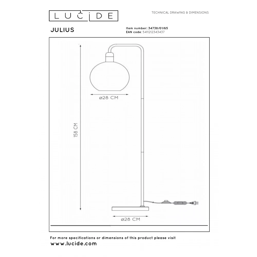 Φωτιστικό δαπέδου Ø28cm 1xE27 Smoke Γκρι Lucide