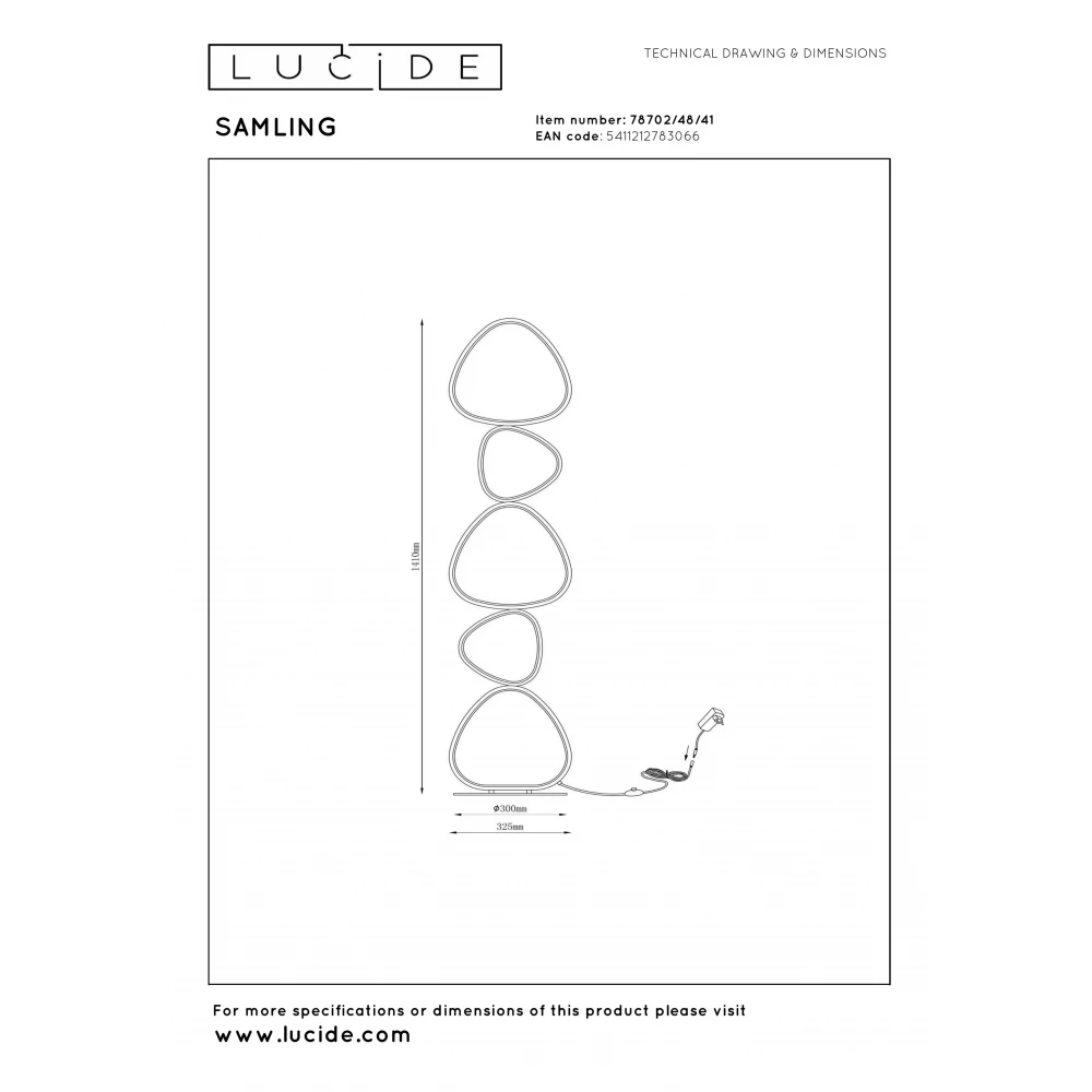 LED Φωτιστικό Δαπέδου CCT 1x48W 2700K/4000K - Μπεζ-Γκρι SAMLING Lucide
