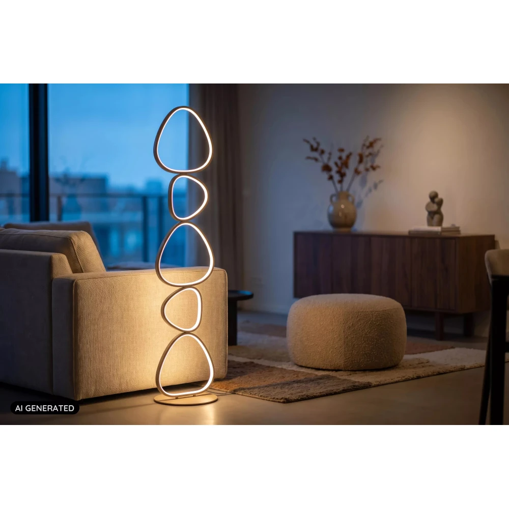 LED Φωτιστικό Δαπέδου CCT 1x48W 2700K/4000K - Μπεζ-Γκρι SAMLING Lucide
