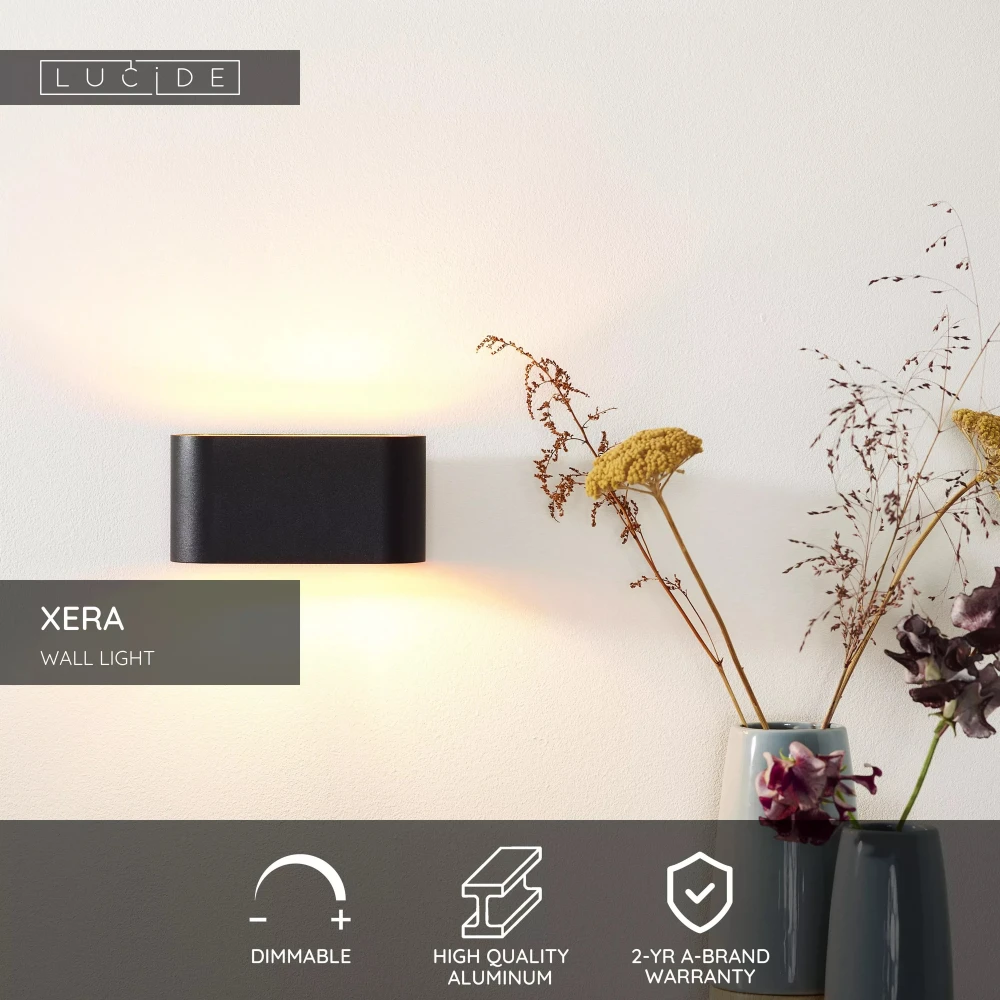 Επιτοίχιο Μαύρο Φωτιστικό Μεταλλικό 1xG9 XERA Lucide