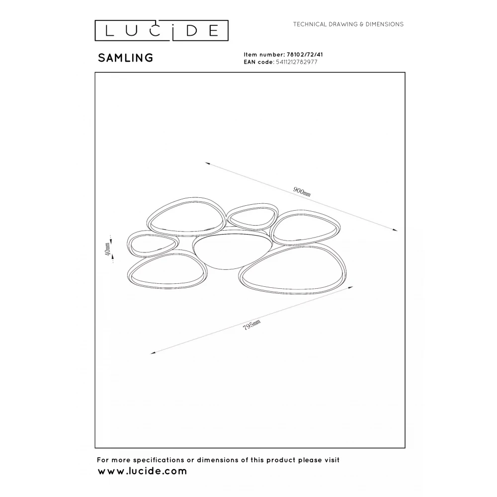 LED Φωτιστικό Οροφής CCT 1x72W 2700K/4000K - Τοπέ SAMLING Lucide