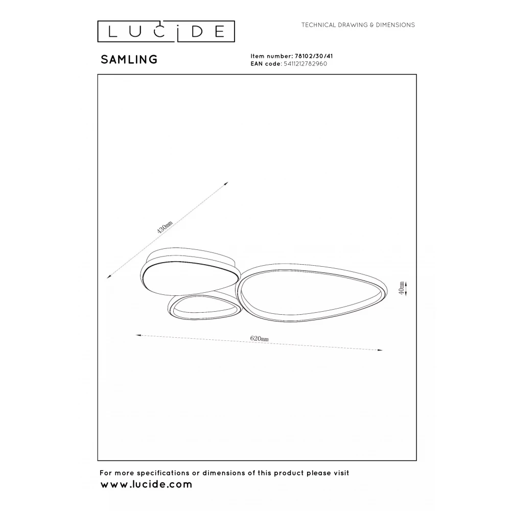 LED Φωτιστικό Οροφής CCT 1x30W 2700K/4000K - Τοπέ SAMLING Lucide