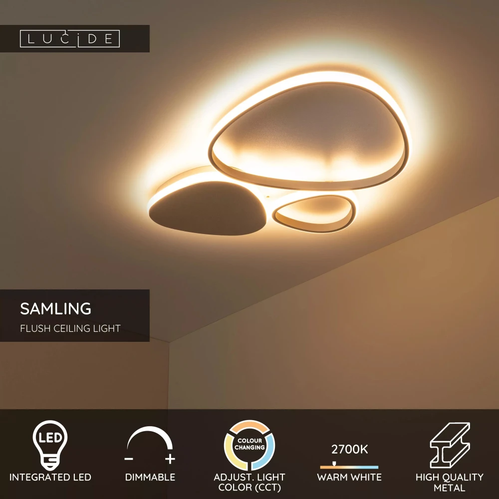 LED Φωτιστικό Οροφής CCT 1x30W 2700K/4000K - Τοπέ SAMLING Lucide