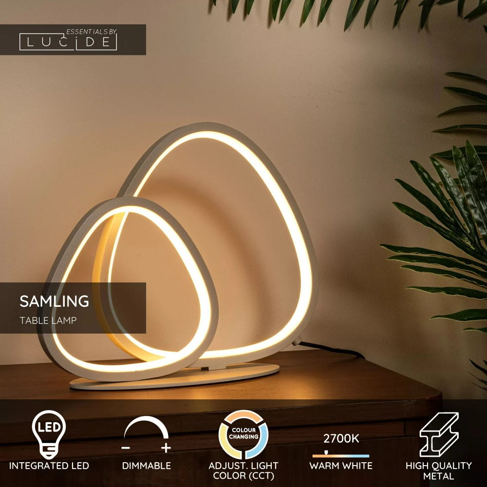 LED Φωτιστικό Επιτραπέζιο CCT 1x16W 2700K/4000K - Γκρι-Μπεζ - Essential SAMLING Lucide