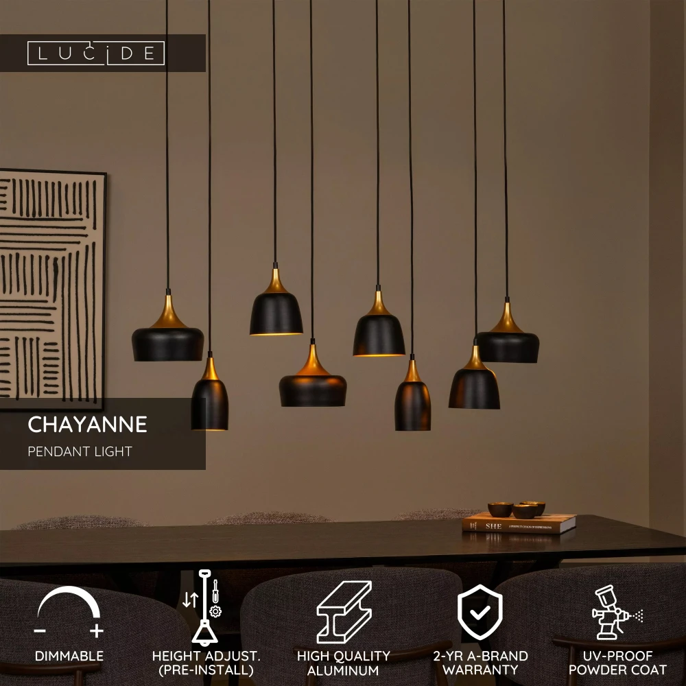 Κρεμαστό Φωτιστικό 8xE14 Μαύρο CHAYANNE Lucide