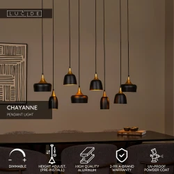 Κρεμαστό Φωτιστικό 8xE14 Μαύρο CHAYANNE Lucide