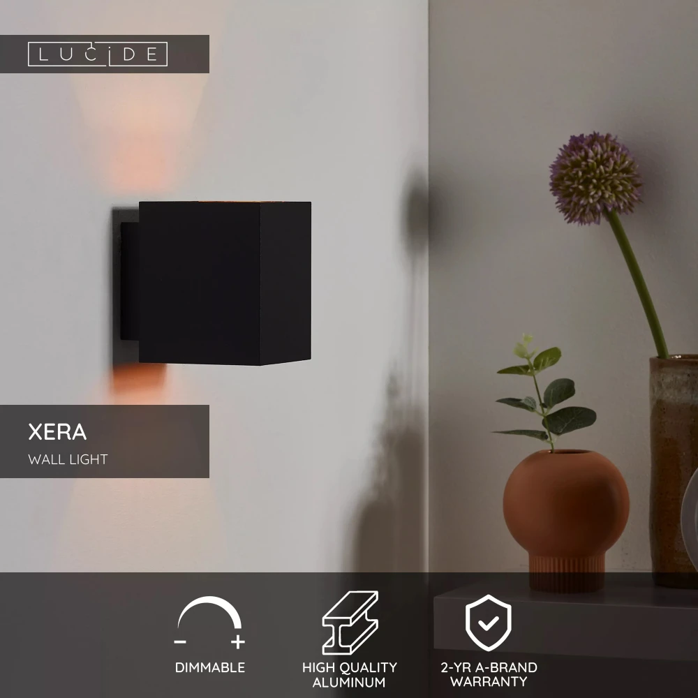 Επιτοίχιο Μαύρο Φωτιστικό Μεταλλικό 1xG9 XERA Lucide