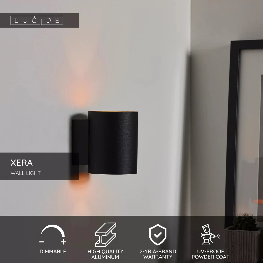 Επιτοίχιο Μαύρο Φωτιστικό Μεταλλικό Ø8cm 1xG9 XERA Lucide