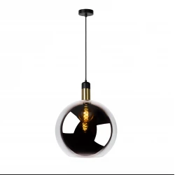 LED Κρεμαστό Φωτιστικό Μονόφωτο Φυμέ Γκρι Ø40cm 1xE27 JULIUS Lucide