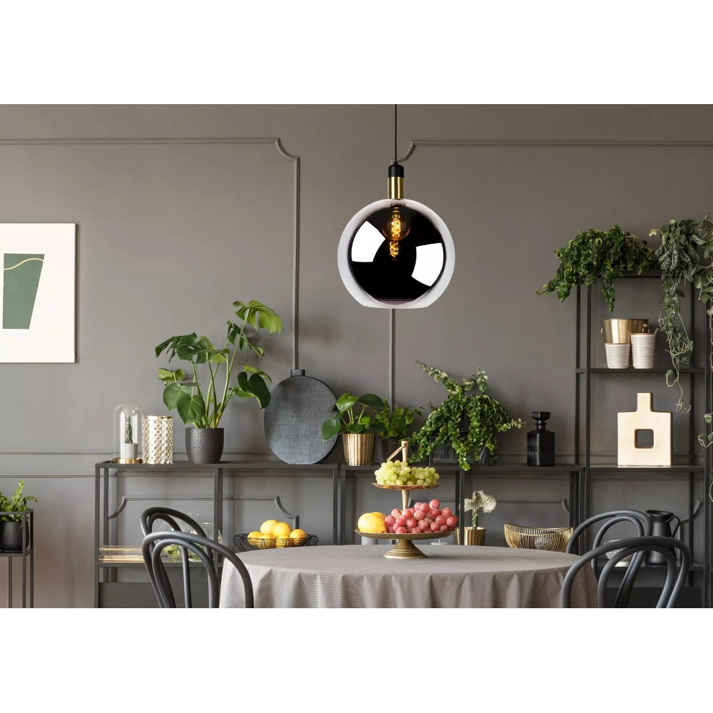 LED Κρεμαστό Φωτιστικό Μονόφωτο Φυμέ Γκρι Ø40cm 1xE27 JULIUS Lucide