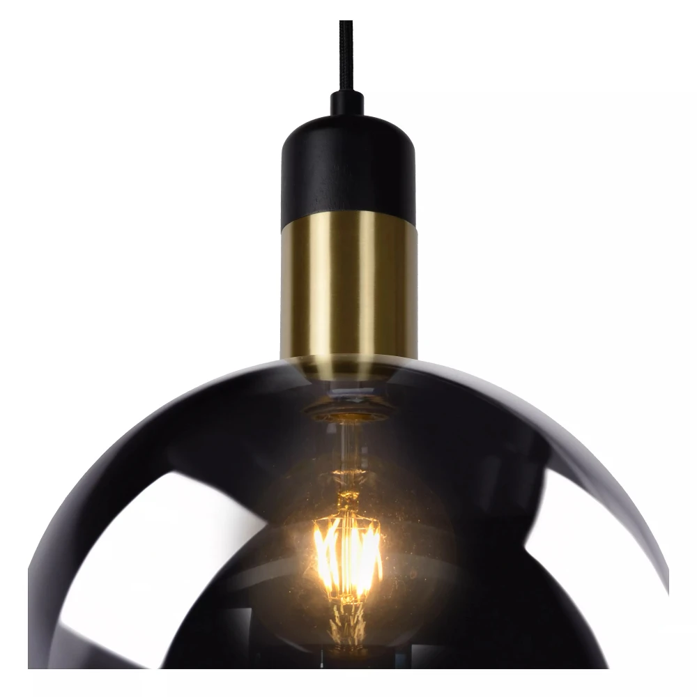 LED Κρεμαστό Φωτιστικό Μονόφωτο Φυμέ Γκρι Ø40cm 1xE27 JULIUS Lucide