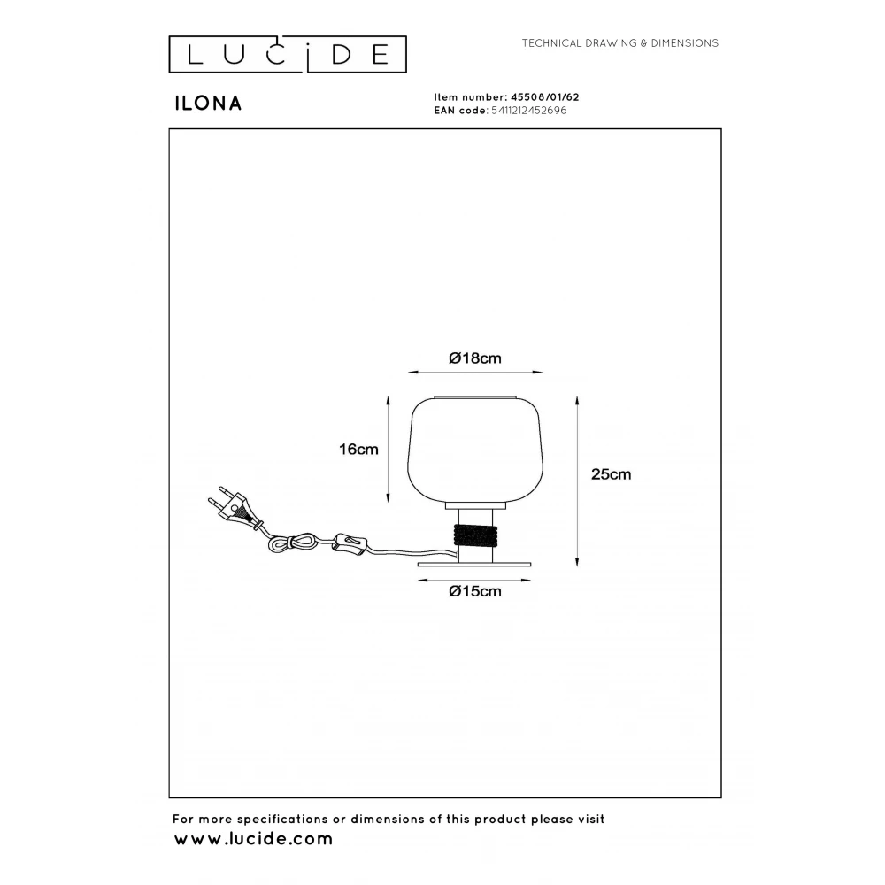 Φωτιστικό Επιτραπέζιο Μελί Ø18cm 1xE27 Lucide
