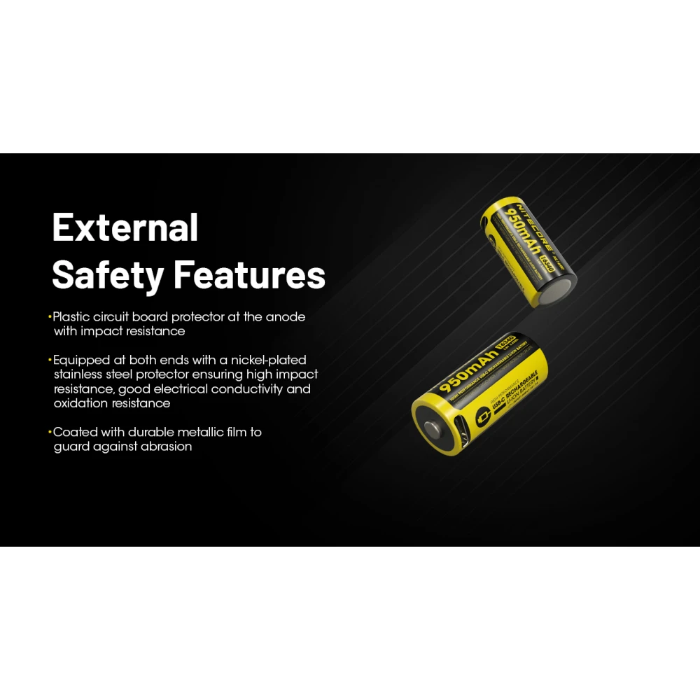 ΜΠΑΤΑΡΙΑ NITECORE RCR123A / 950mAh USB-C (τιμή τεμαχίου)