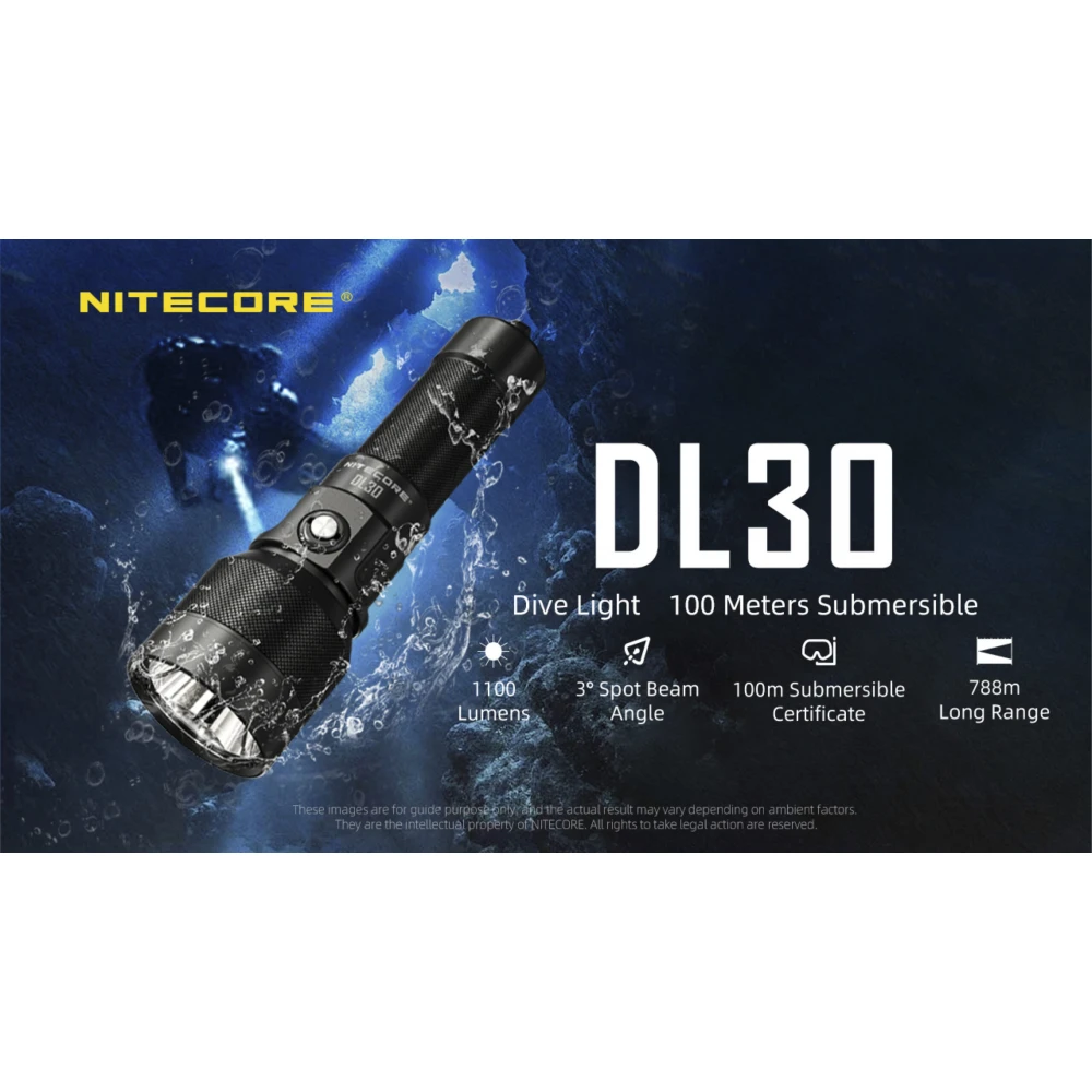 ΦΑΚΟΣ LED NITECORE DIVING LIGHT, DL30, 1100Lumens, IP68-100m Submersible