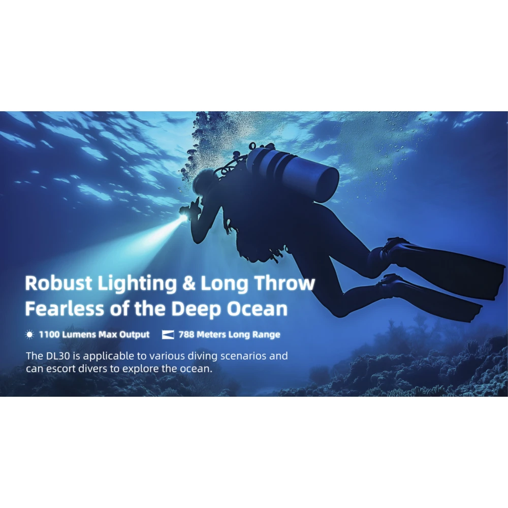 ΦΑΚΟΣ LED NITECORE DIVING LIGHT, DL30, 1100Lumens, IP68-100m Submersible