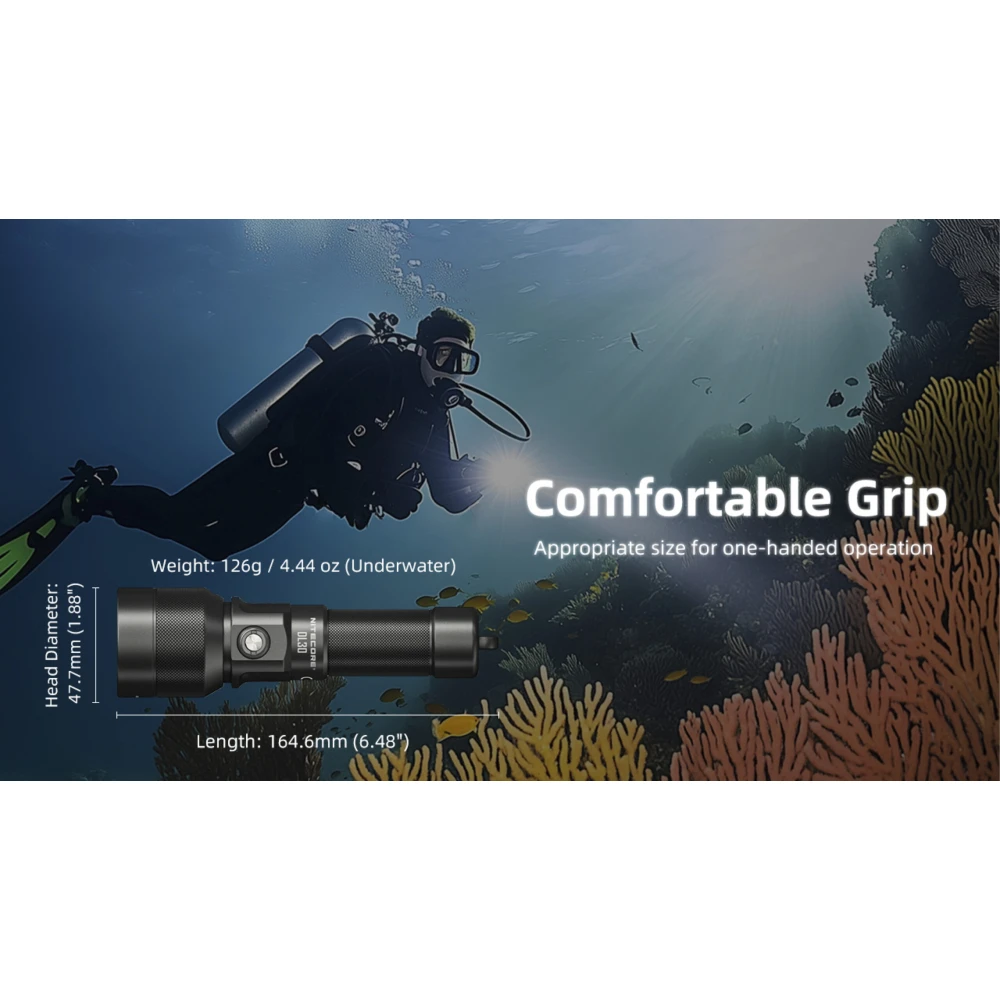 ΦΑΚΟΣ LED NITECORE DIVING LIGHT, DL30, 1100Lumens, IP68-100m Submersible