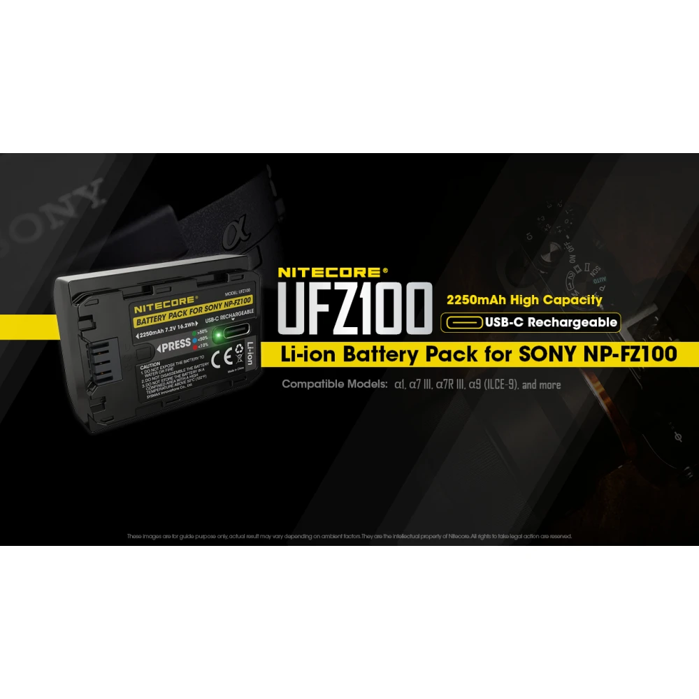 ΜΠΑΤΑΡΙΑ NITECORE for SONY UFZ-100, 7.2V , 2250mAh, 16.2Wh