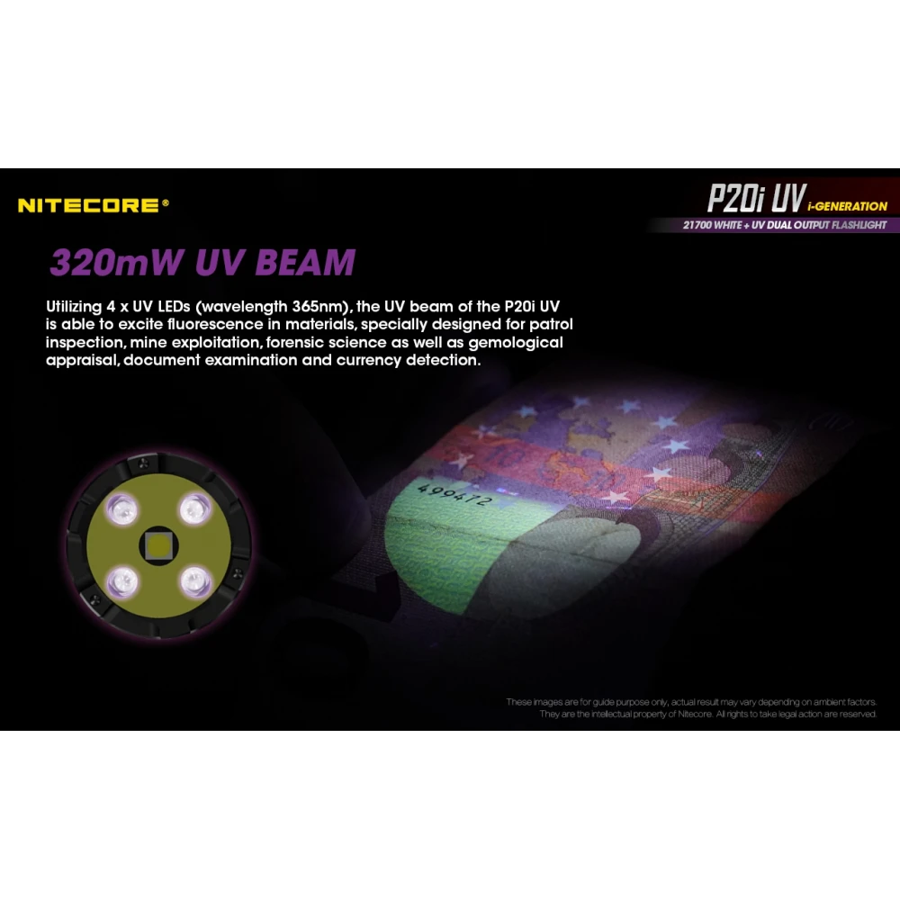 ΦΑΚΟΣ LED NITECORE PRECISE P20I UV, Tactical, Strobe Ready