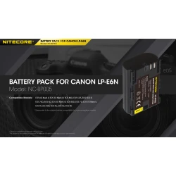ΜΠΑΤΑΡΙΑ NITECORE for Canon LP-E6N, 7.2V , 1900mAh, 13.6Wh