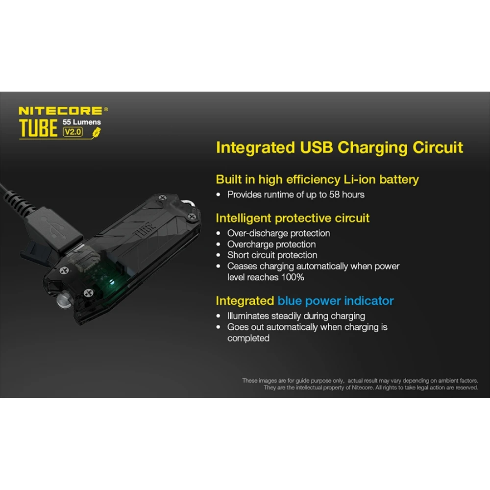 ΦΑΚΟΣ LED NITECORE TUBE, Black, V2.0, 55lumens