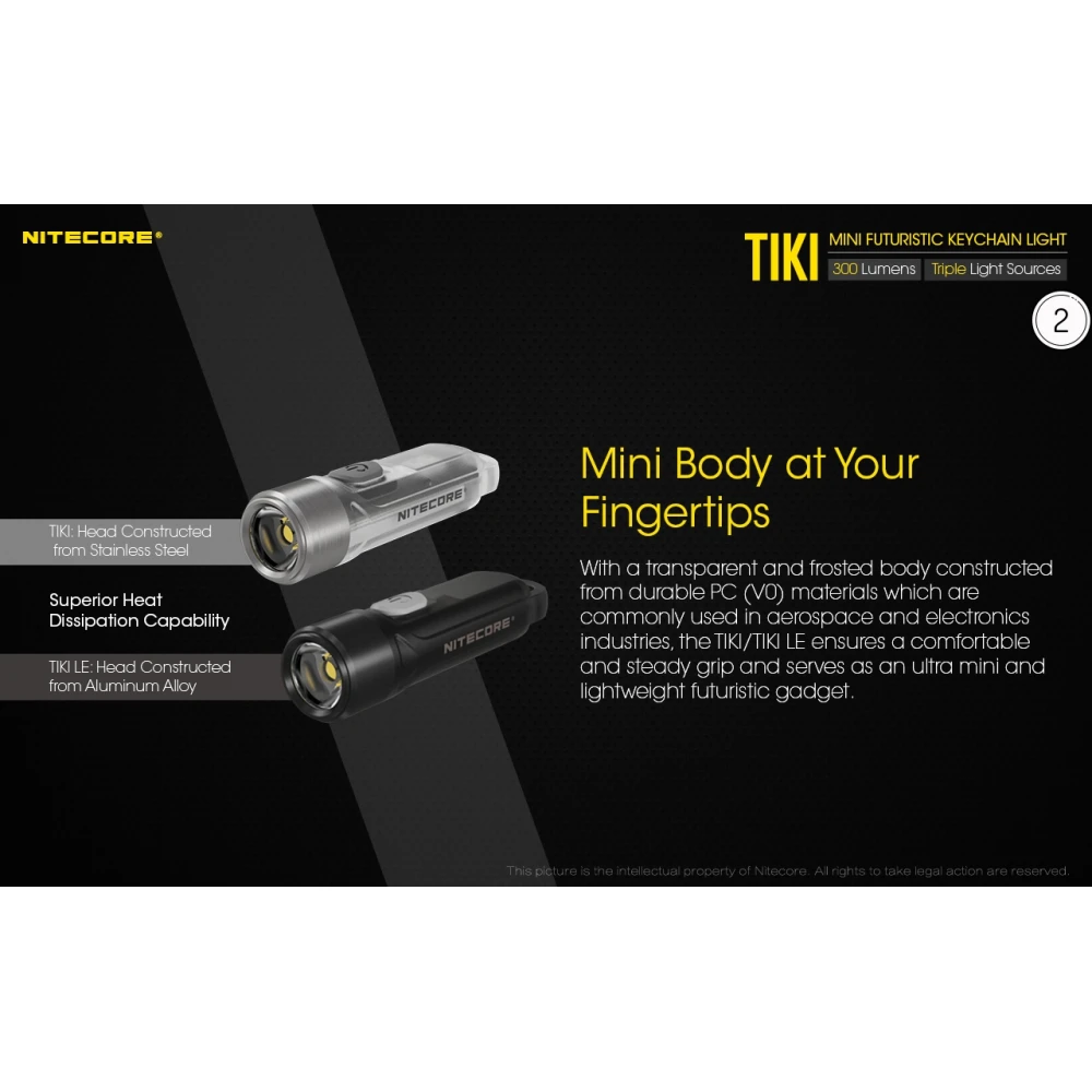 ΦΑΚΟΣ LED NITECORE TIKI LE, Black, 300 lumens