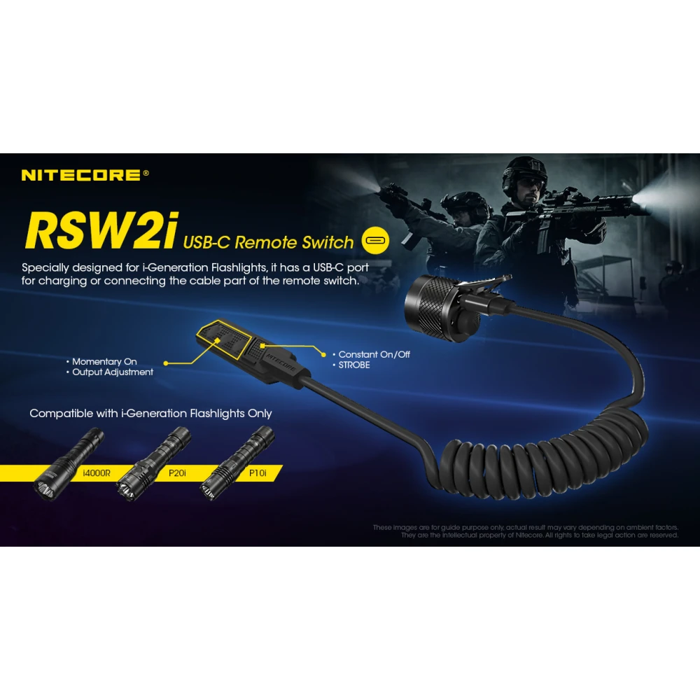 ΔΙΑΚΟΠΤΗΣ ΜΕ ΣΠΙΡΑΛ, NITECORE, RSW2i, for P30i, I4000R, P20i. P10i,P20ix,P10ix