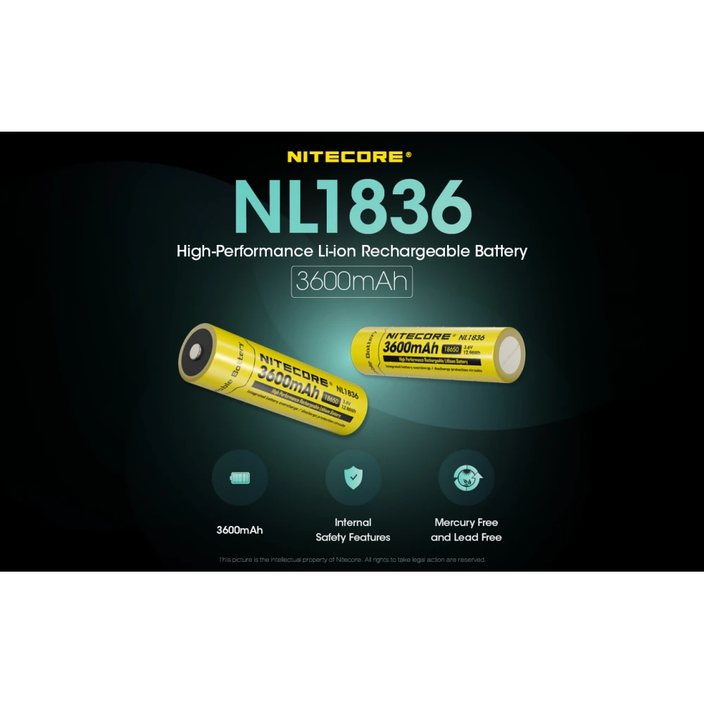 ΜΠΑΤΑΡΙΑ NITECORE 18650 / 3600mAh (τιμή τεμαχίου), NL1836