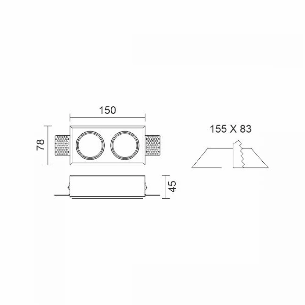 ΧΩΝΕΥΤΟ ΓΥΨΙΝΟ ΟΡΟΦΗΣ ΔΙΠΛΟ ΜΕ GU10 - Spotlight