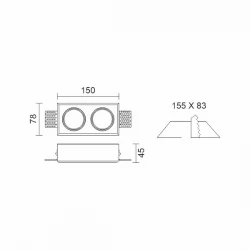 ΧΩΝΕΥΤΟ ΓΥΨΙΝΟ ΟΡΟΦΗΣ ΔΙΠΛΟ ΜΕ GU10 - Spotlight