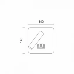 ΑΠΛΙΚΑ ΚΡΕΒΑΤΙΟΥ LED ΡΥΘΜΙΖΟΜΕΝΗ ΜΑΥΡΗ 3W ΤΕΤΡΑΓΩΝΗ - Spotlight