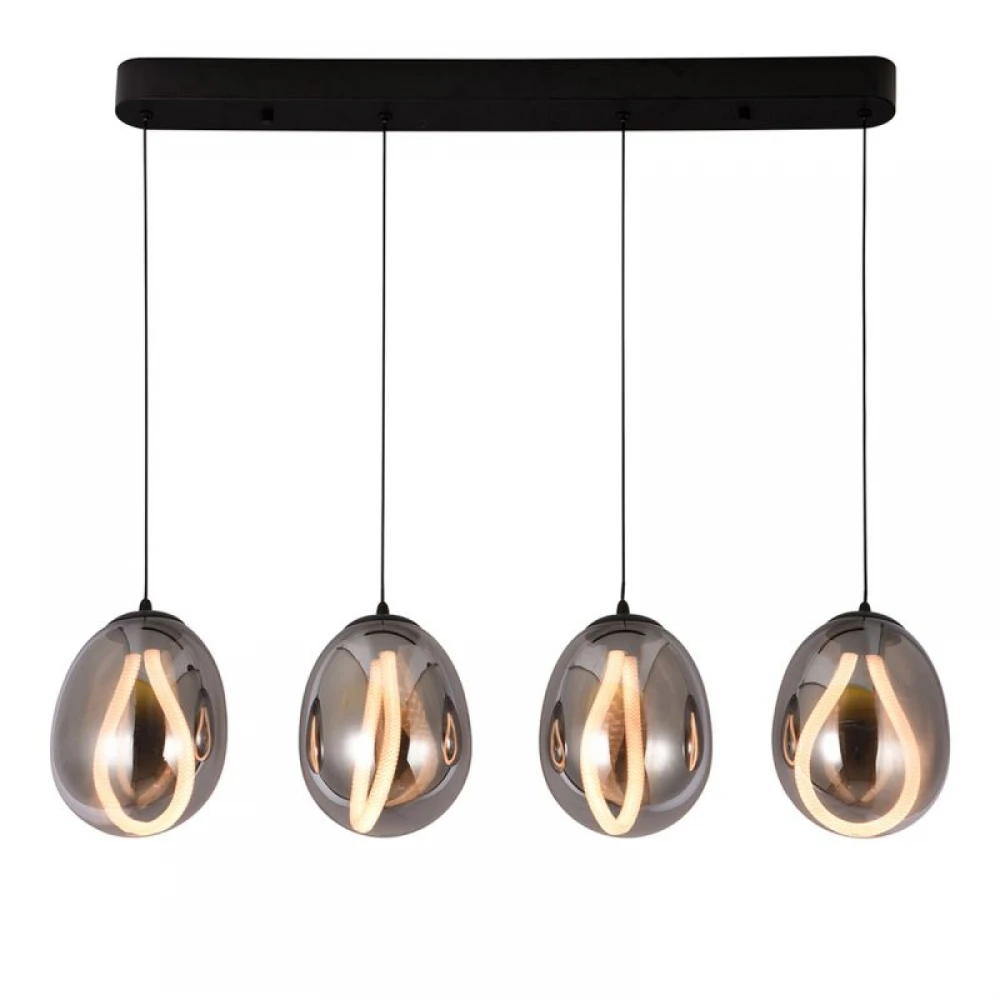 Κρεμαστό Φωτιστικό Από Γυαλί Φυμέ Ράγα 23W Melanie - Viokef