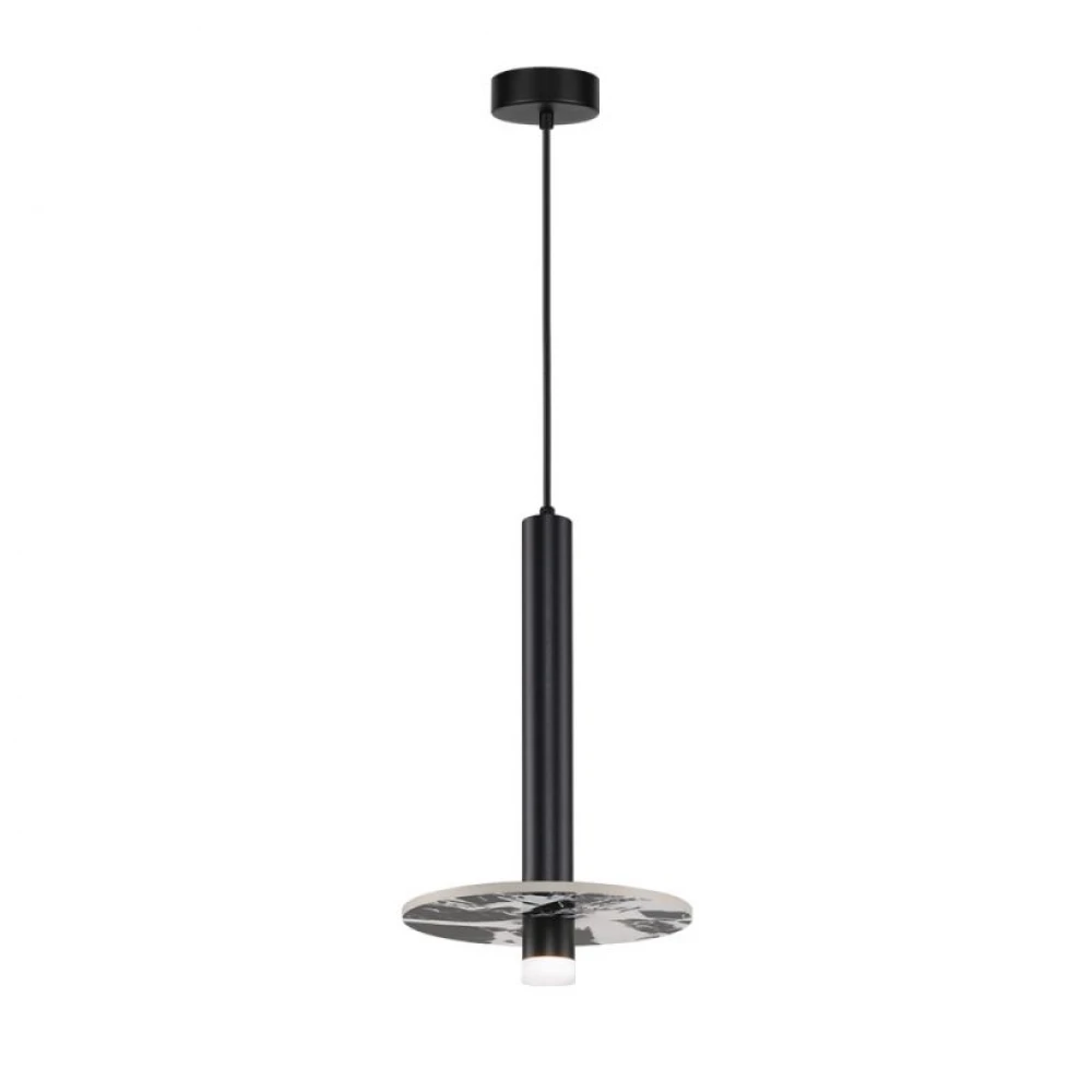 LED Κρεμαστό Φωτιστικό Μονόφωτο Μαύρο 8W CRI 94 Leandros - Viokef
