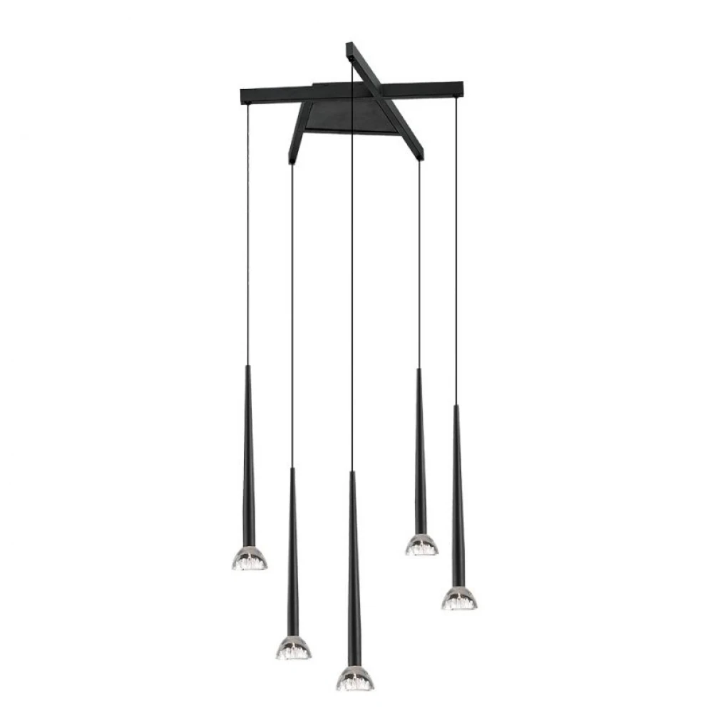 LED Κρεμαστό Φωτιστικό Μαύρο 5/Φωτο 32W cri93 Rina - Viokef