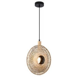 Κρεμαστό Μονόφωτο Φωτιστικό Από Bamboo 1xE27 Ilanga-Viokef