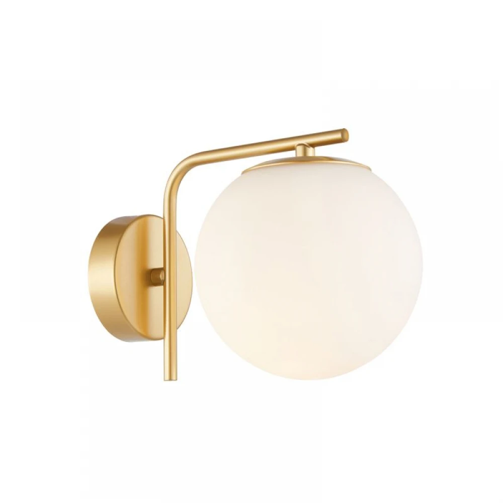 Φωτιστικό Τοίχου Χρυσό Με Οπάλ Γυαλί 1xE14 Nefeli - Viokef