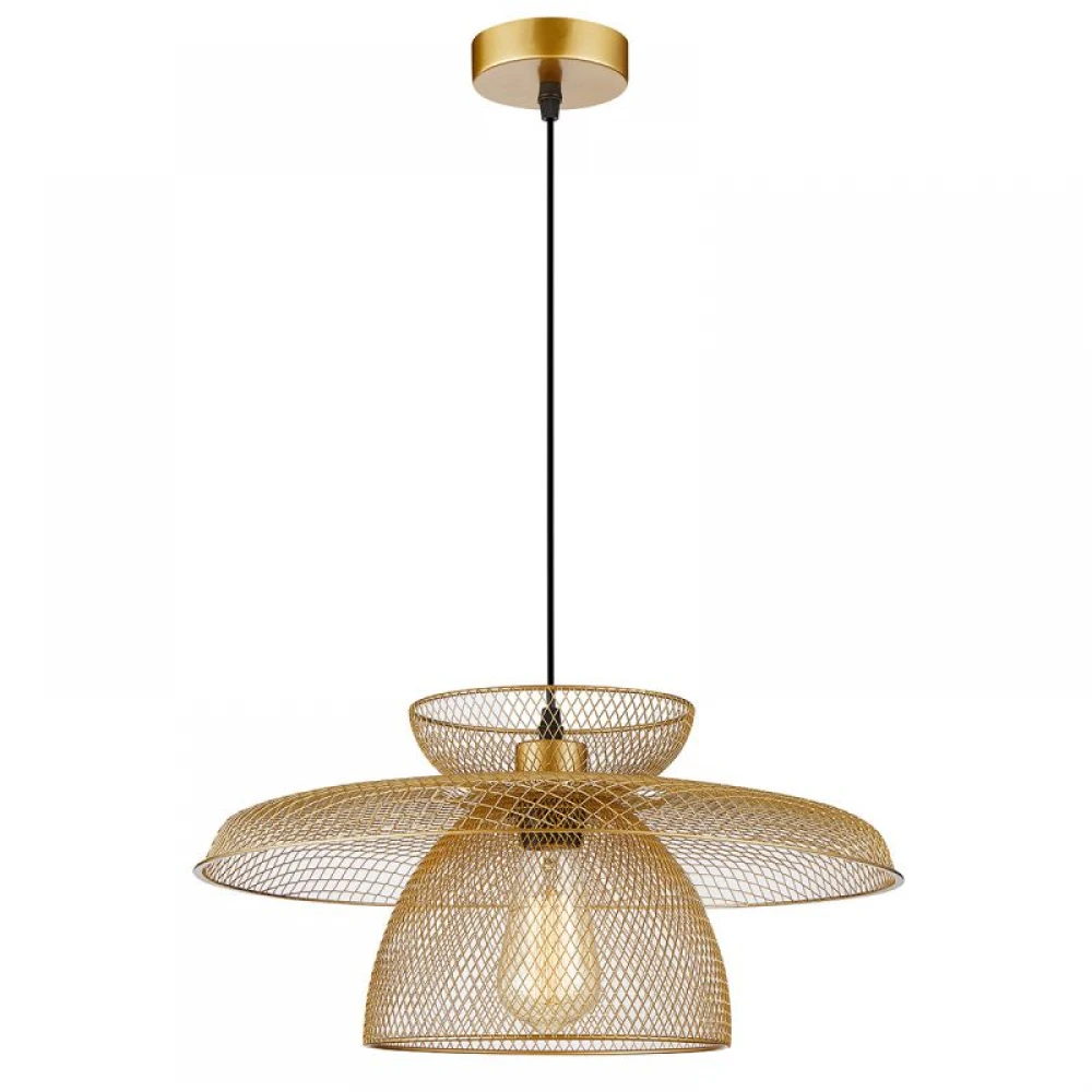 Κρεμαστό Φωτιστικό Μονόφωτο Χρυσό 1xE27 Maronti - Viokef