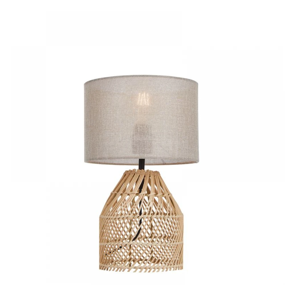 Φωτιστικό Επιτραπέζιο Από Ραττάν Μπεζ 1xE27 Mallonca - Viokef