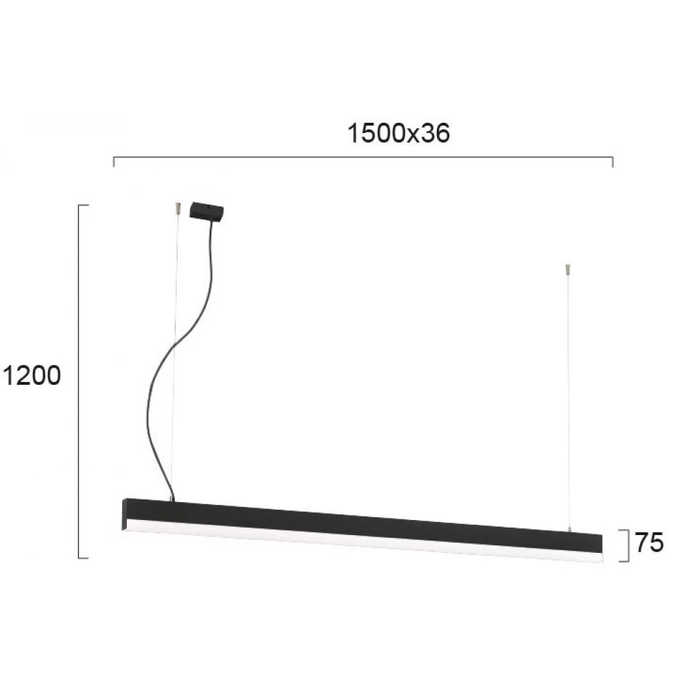 Κρεμαστό Γραμμικό Φωτιστικό Με LED 40W Σε Μαύρο Χρώμα Aria VIOKEF