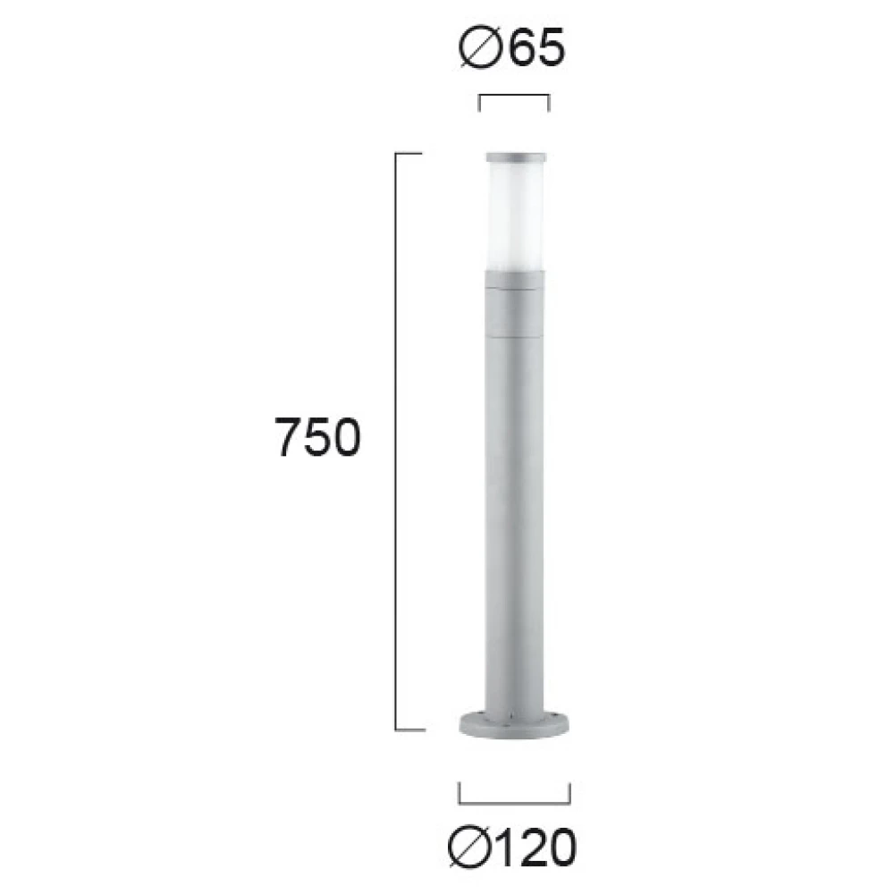 Εξωτερικό Κολωνάκι Αλουμινίου Με Σκιάδιο Από Γυαλί H750 Σε Γκρι/Λευκό Χρώμα 1xE27 CAVO VIOKEF