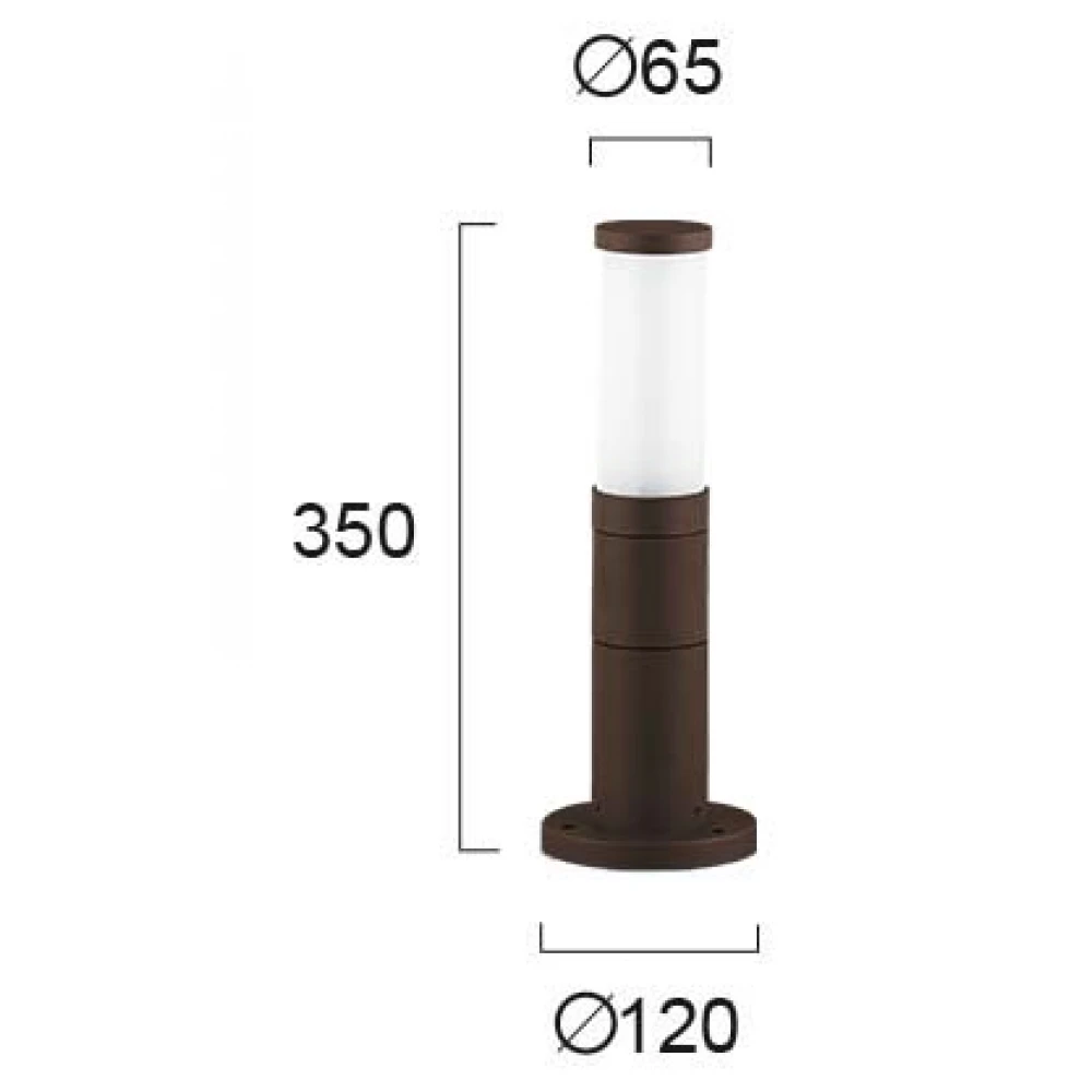 Εξωτερικό Κολωνάκι Αλουμινίου Με Σκιάδιο Από Γυαλί H350 Σε Καφέ Χρώμα 1xE27 CAVO VIOKEF