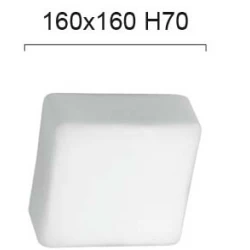 Πλαφονιέρα Τετράγωνη Από Οπάλ Σατινάτο Γυαλί Και Λευκή Μεταλλική Βάση 160X160 Tito VIOKEF