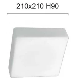 Πλαφονιέρα Τετράγωνη Από Οπάλ Σατινάτο Γυαλί Και Λευκή Μεταλλική Βάση 210Χ210 Tito VIOKEF