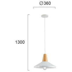 Κρεμαστό Φωτιστικό Μονόφωτο Μεταλλικό Λευκό με Ξύλινη Λεπτομέρεια 1x E27 Tom VIOKEF