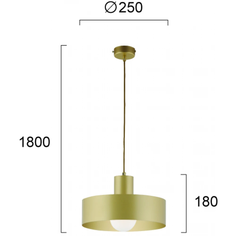 Κρεμαστό Φωτιστικό Μεταλλικό Σε Χρυσό Χρώμα D:250 1xE27 Norton VIOKEF 