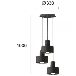 Κρεμαστό Φωτιστικό Μεταλλικό Σε Μαύρο 3xE27 Norton VIOKEF 