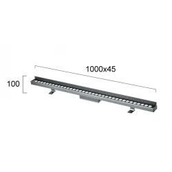 LED Γραμμικό Wall Washer Αλουμινίου Σε Ανθρακί L:1000 IP66 Marvel VIOKEF