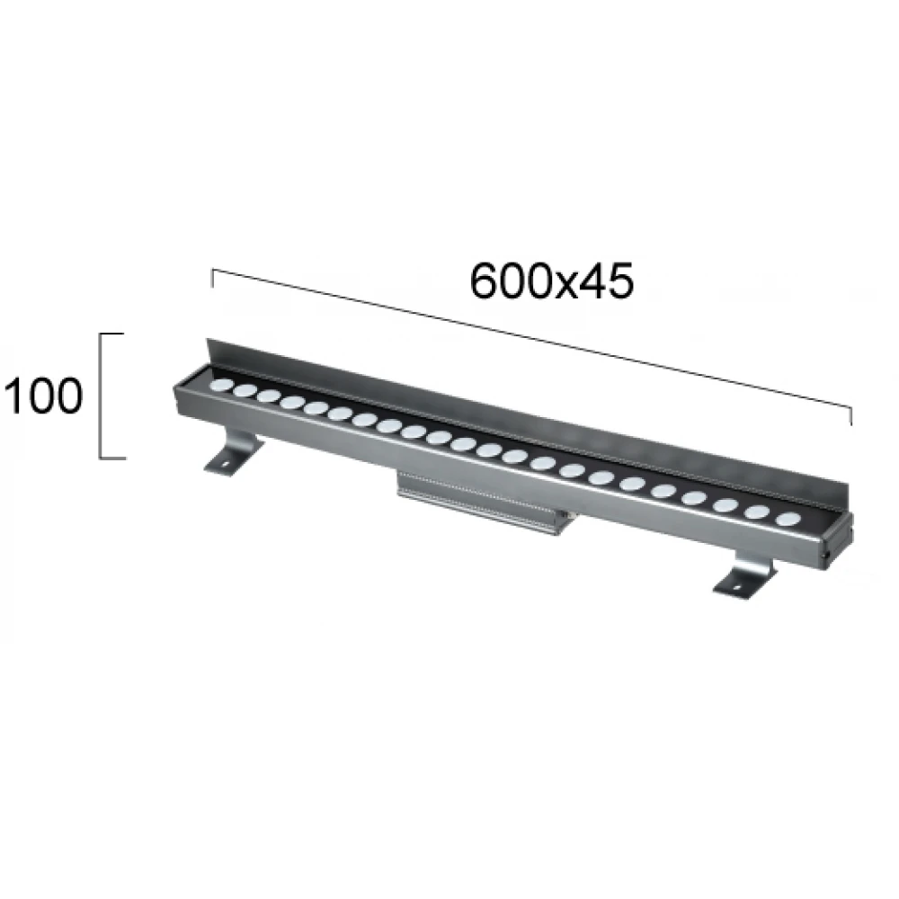 LED Γραμμικό Wall Washer Αλουμινίου Σε Ανθρακί L:600 IP66 Marvel VIOKEF